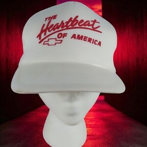 Vtg Chevrolet The Heartbeat Of America Trucker Hat Foam Snapback